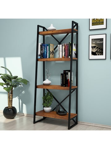 Scandinavia Concept Bücherregal "Alaro" in Braun/ Schwarz - (B)66 x (H)150 x (T)30 cm