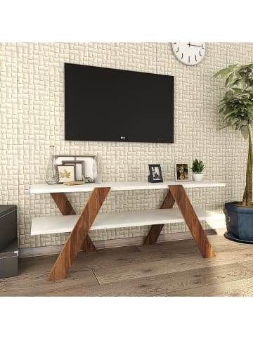 Scandinavia Concept TV-Regal "Basic" in Weiß/ Braun - (B)120 x (H)45 x (T)33 cm