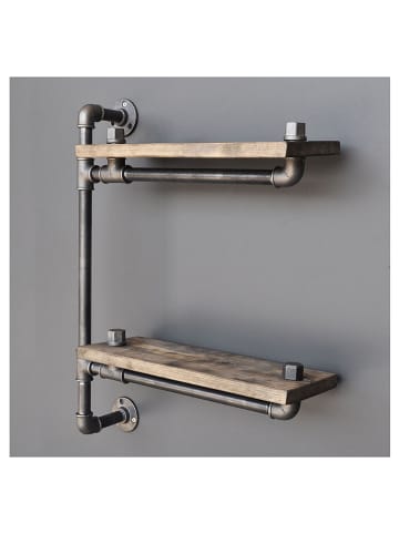 Scandinavia Concept Wandregal "Boru" in Walnuss - (B)47 x (H)60 x (T)13 cm