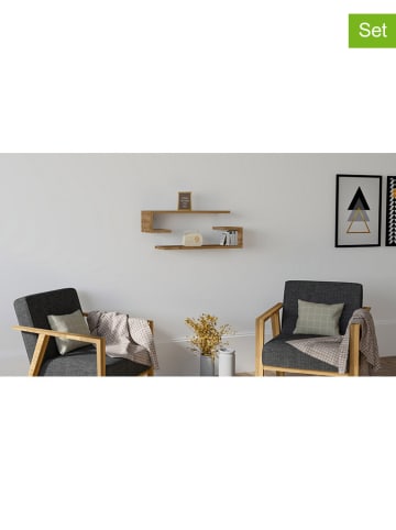 Scandinavia Concept Regały ścienne (2 szt.) "Eldo" w kolorze brązowym - 60 x 15 x 19,6 cm
