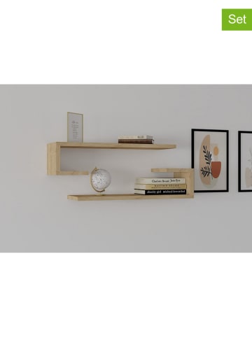 Scandinavia Concept 2-delige set: wandmeubels "Eldo" beige - (B)60 x (H)15 x (D)19,6 cm