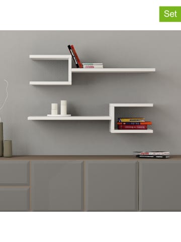 Scandinavia Concept Regały ścienne (2 szt.) "Fork" w kolorze białym - 75 x 17,5 x 22 cm