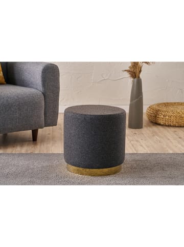 Scandinavia Concept Pouf "Göcek" in Dunkelgrau - (H)40 x Ø 40 cm