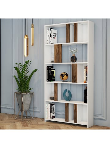 Scandinavia Concept Boekenkast "Lima" wit/bruin - (B)90 x (H)180 x (D)20 cm