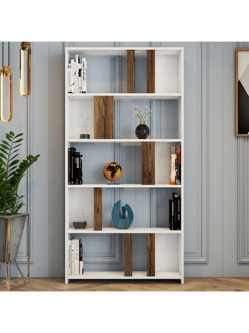 Scandinavia Concept Boekenkast "Lima" wit/bruin - (B)90 x (H)180 x (D)20 cm