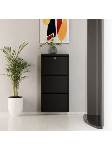 Scandinavia Concept Schuhschrank in Schwarz - (B)50 x (H)103 x (T)15 cm
