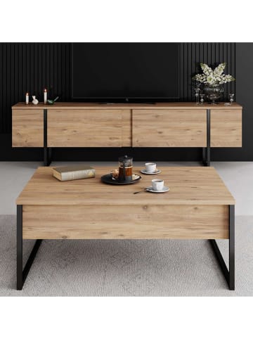 Scandinavia Concept TV-ladekast "Luxe" lichtbruin/zwart - (B)180 x (H)50 x (D)30 cm