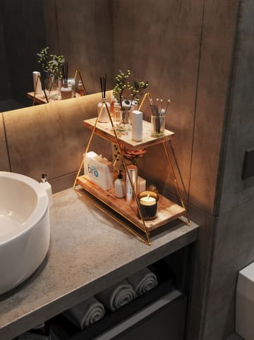 Scandinavia Concept Wandregal in Natur/ Gold - (B)42 x (H)38 x (T)16 cm