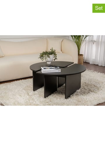 Scandinavia Concept Ławy (2 szt.) "Moira" w kolorze czarnym - wys. 41 x Ø 90 cm