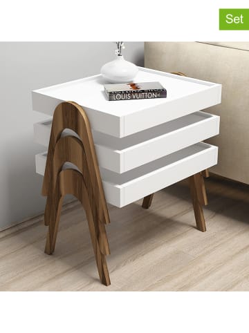 Scandinavia Concept 3er-Set: Beistelltische "Roma" in Walnuss/ Weiß