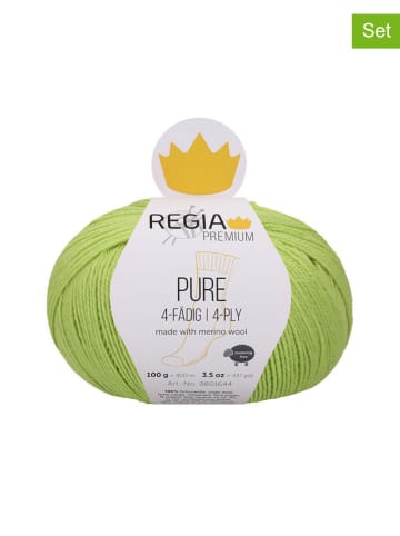 Regia Przędza wełniana (5 szt.) "Premium Pure" w kolorze jasnozielonym - 5 x 100 g