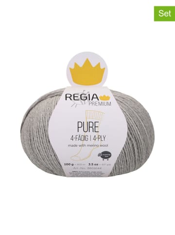 Regia Przędza wełniana (5 szt.) "Premium Pure" w kolorze jasnoszarym - 5 x 100 g