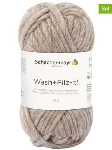 Schachenmayr since 1822 Przędza wełniana (10 szt.) ''Wash+Filz-it'' w kolorze beżowym - 10 x 50 g