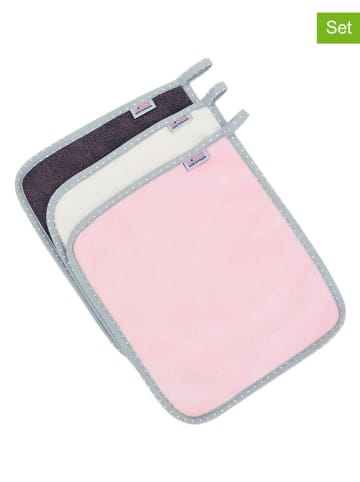 Lullalove 3er-Set: Waschlappen in Grau/ Rosa