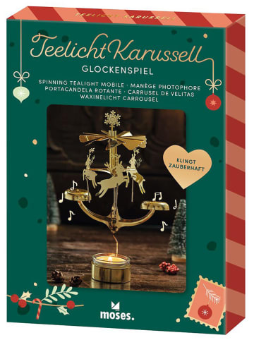 moses. Theelichtcarrousel "Klokkenspel" goudkleurig - (H)21 cm