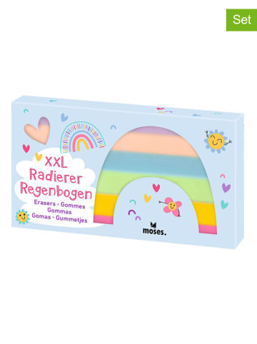 moses. 2er-Set: Radierer ''XXL Regenbogen'' in Bunt - (B)8,3 x (H)4,7 x (T)1,4 cm