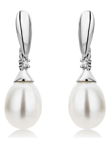 Revoni Witgouden oorstekers met diamanten