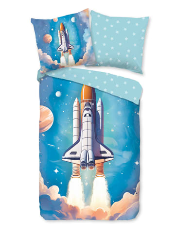 Good Morning Komplet pościeli flanelowej "Fred" w kolorze niebieskim