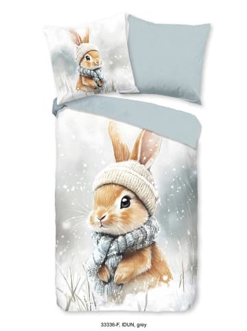 Good Morning Komplet pościeli flanelowej "Idun" w kolorze biało-jasnoszarym