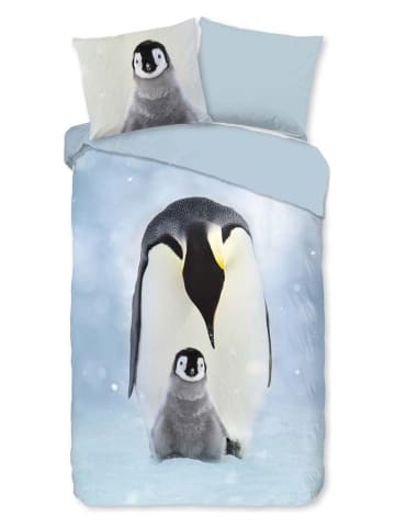 Good Morning Komplet pościeli flanelowej "Pinga" w kolorze błękitno-biało-szarym