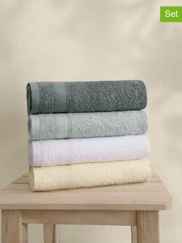 Elizabed 4er-Set: Handtücher in Grau/ Creme/ Weiß