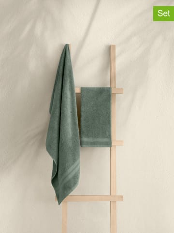 Elizabed 2-delige handdoekenset groen