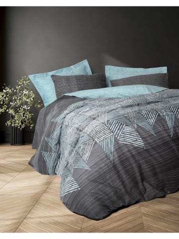 Elizabed Satijnen beddengoedset grijs/turquoise