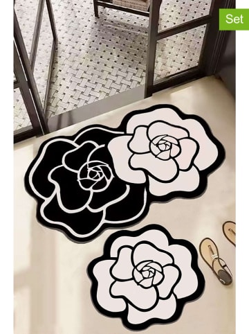 Elizabed 2-delige set: badmatten zwart/crème