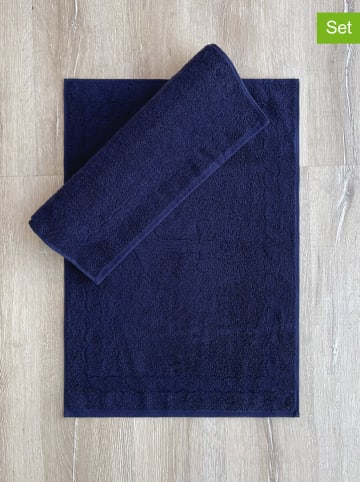 Elizabed 2-delige set: badmatten donkerblauw
