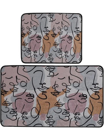 Elizabed 2-delige set: badmatten "Centum" turquoise/geel/paars