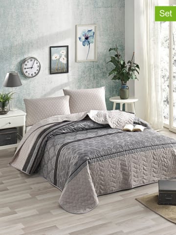 Elizabed 3-delige bedspreiset "King" grijs