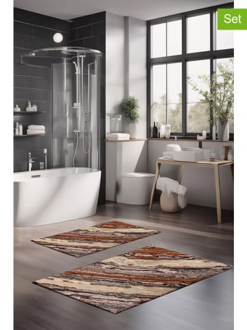 Elizabed 2er-Set: Badvorleger in Beige/ Braun