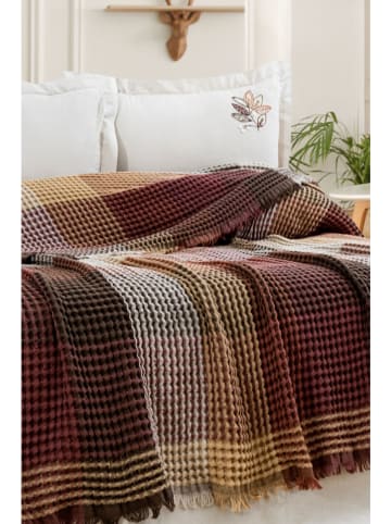 Elizabed 4-delige bedspreiset bruin/crème