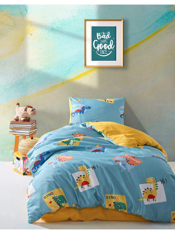 Elizabed Beddengoedset lichtblauw/geel
