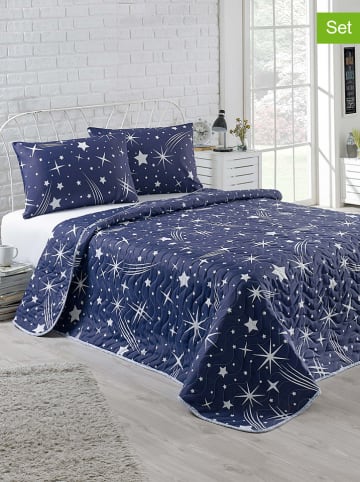 Elizabed 3-delige bedspreiset donkerblauw