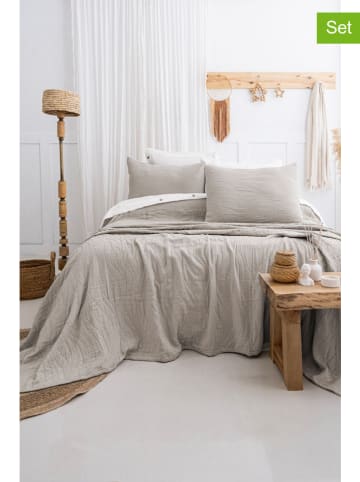 Elizabed 3-delige set: bedsprei en kussenhoezen "Janna" beige