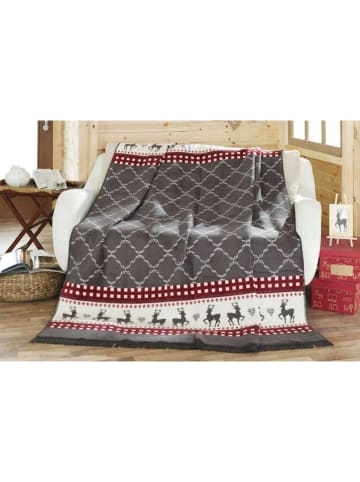 Elizabed Bedsprei grijs/wit/rood