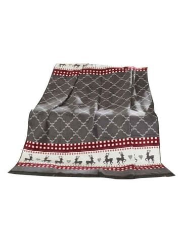 Elizabed Bedsprei grijs/wit/rood