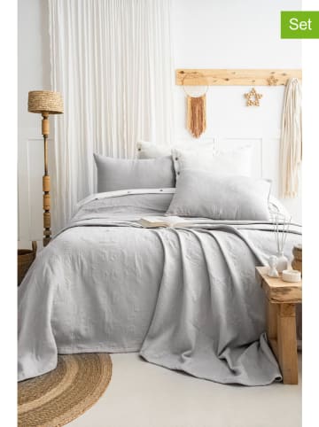 Elizabed 3-delige set: bedsprei en kussenhoezen "Julia" grijs
