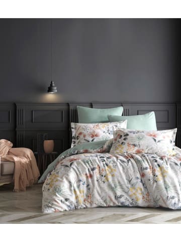 Elizabed Renforcé beddengoedset wit/mintgroen/geel