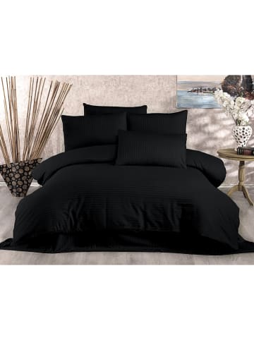 Elizabed Satin-Bettwäsche-Set "Lilyum" in Schwarz