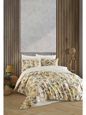 Elizabed Satin-Bettwäsche-Set in Beige/ Gelb