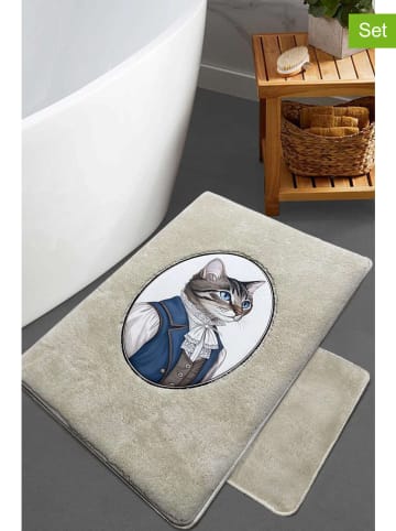 Elizabed 2er-Set: Badvorleger "Modcat" in Creme