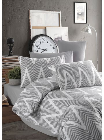 Elizabed Beddengoedset lichtgrijs/wit