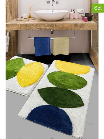 Elizabed 2er-Set: Badvorleger "Orela" in Grün/ Blau/ Weiß