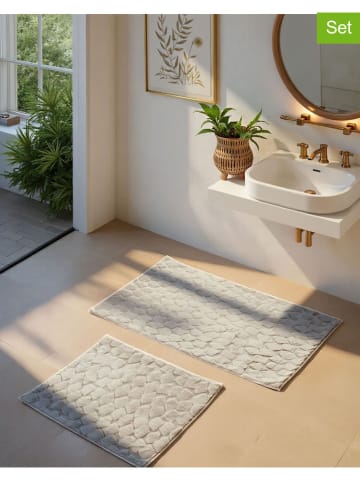 Elizabed 2-delige set: badmatten "Rabbit" grijs/beige