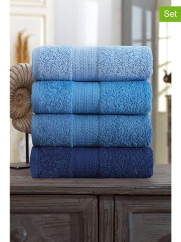 Elizabed 4-delige handdoekenset "Rainbow" blauw/donkerblauw