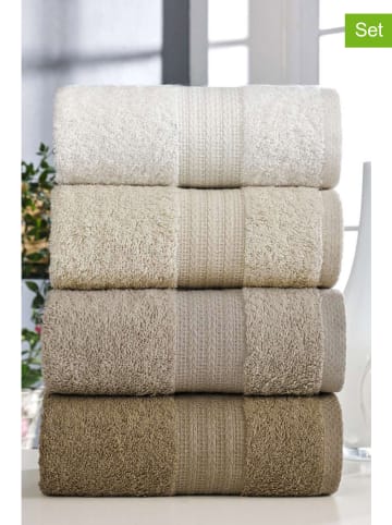 Elizabed Ręczniki (4 szt.) "Rainbow" w kolorze kremowo-biało-jasnobrązowym do rąk