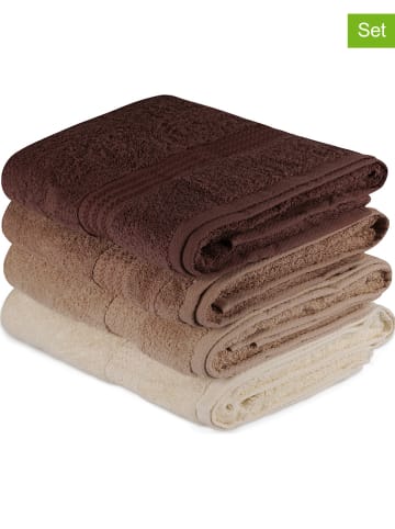 Elizabed 4-delige set: handdoeken crème/beige/bruin