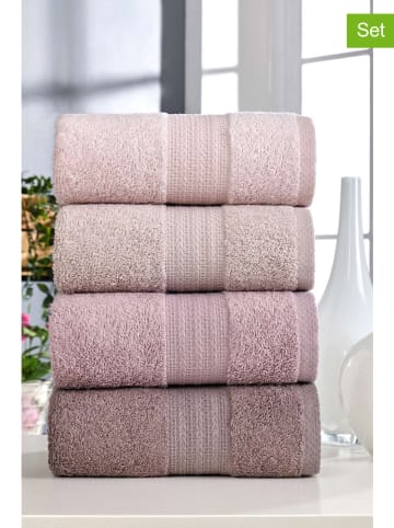 Elizabed 4-delige set: handdoeken "Rainbow" lichtroze